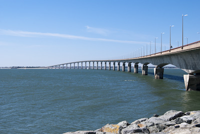 The photo of  the 2.9 km long bridge to Île-de-Ré