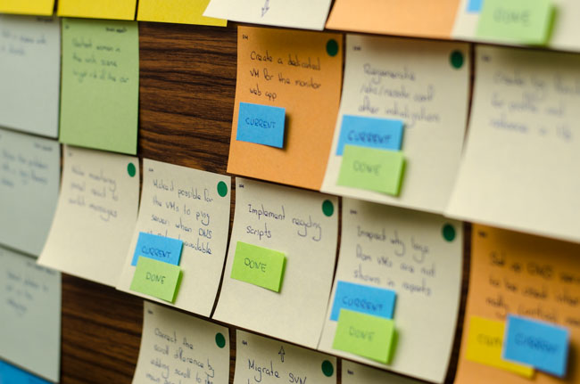 Showing a few post-its on the board